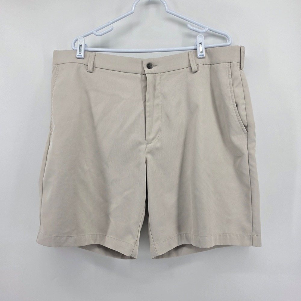 Callaway Mens Golf Shorts Size 40 Tan Khaki Textured Flat Front Polyester 0161